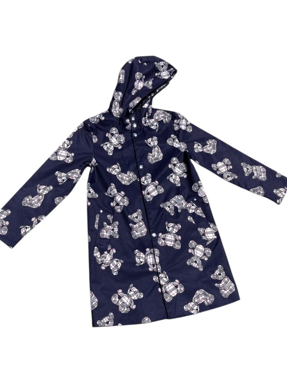 Burberry London Girl's Women FW22 Navy Blue Bear Raincoat Jacket Hooded Size 12Y